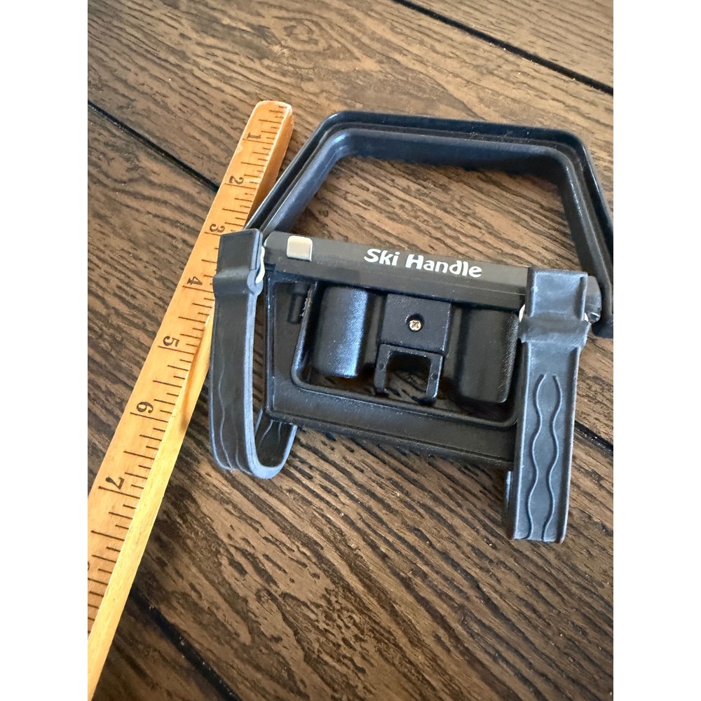 Vintage Ski Handle Carrier Tool Black Plastic Rubber Straps Portable Gear Grip - Picture 13 of 14